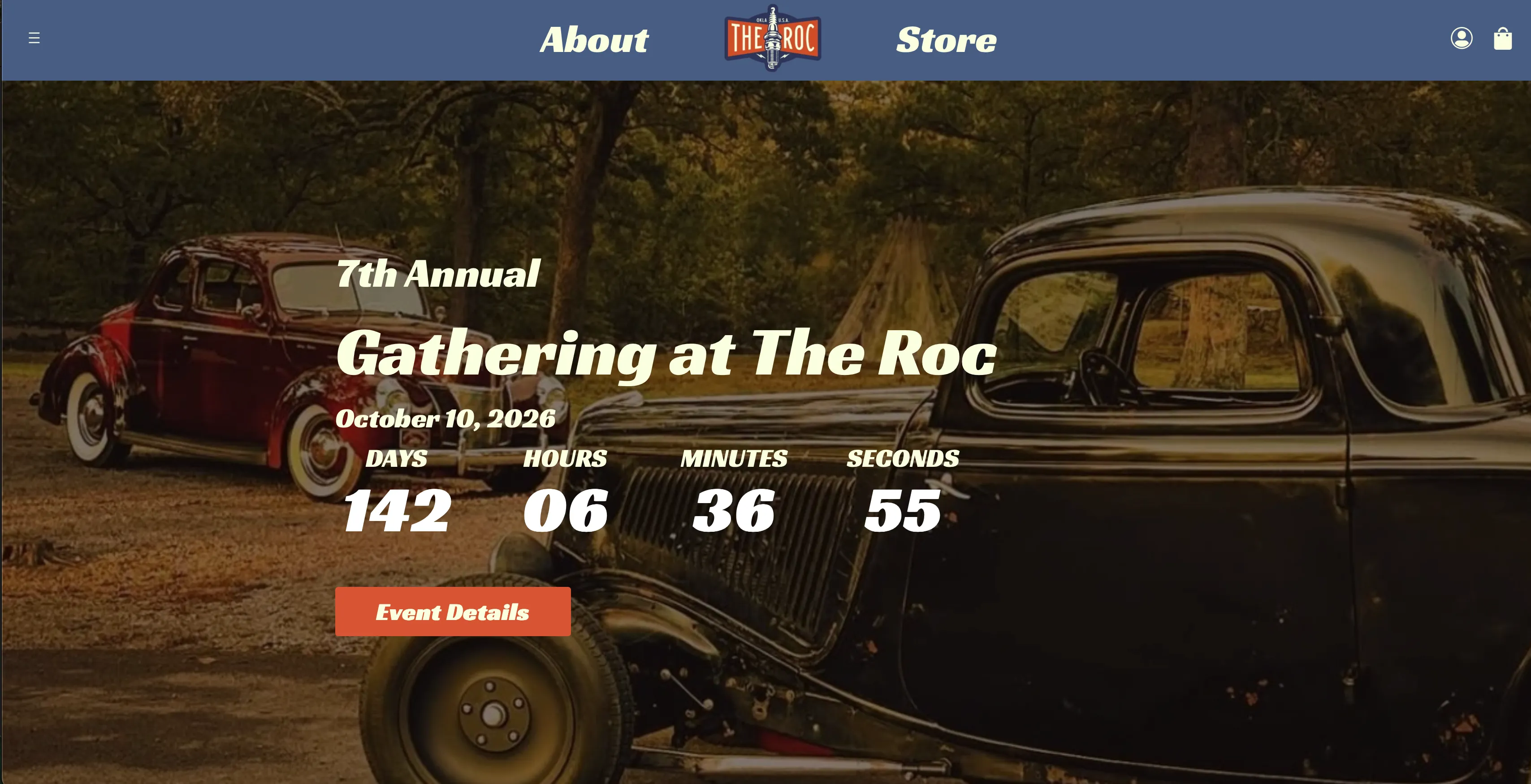 The Hot Rod Gathering home page — countdown to the 7th Annual Gathering at The Roc