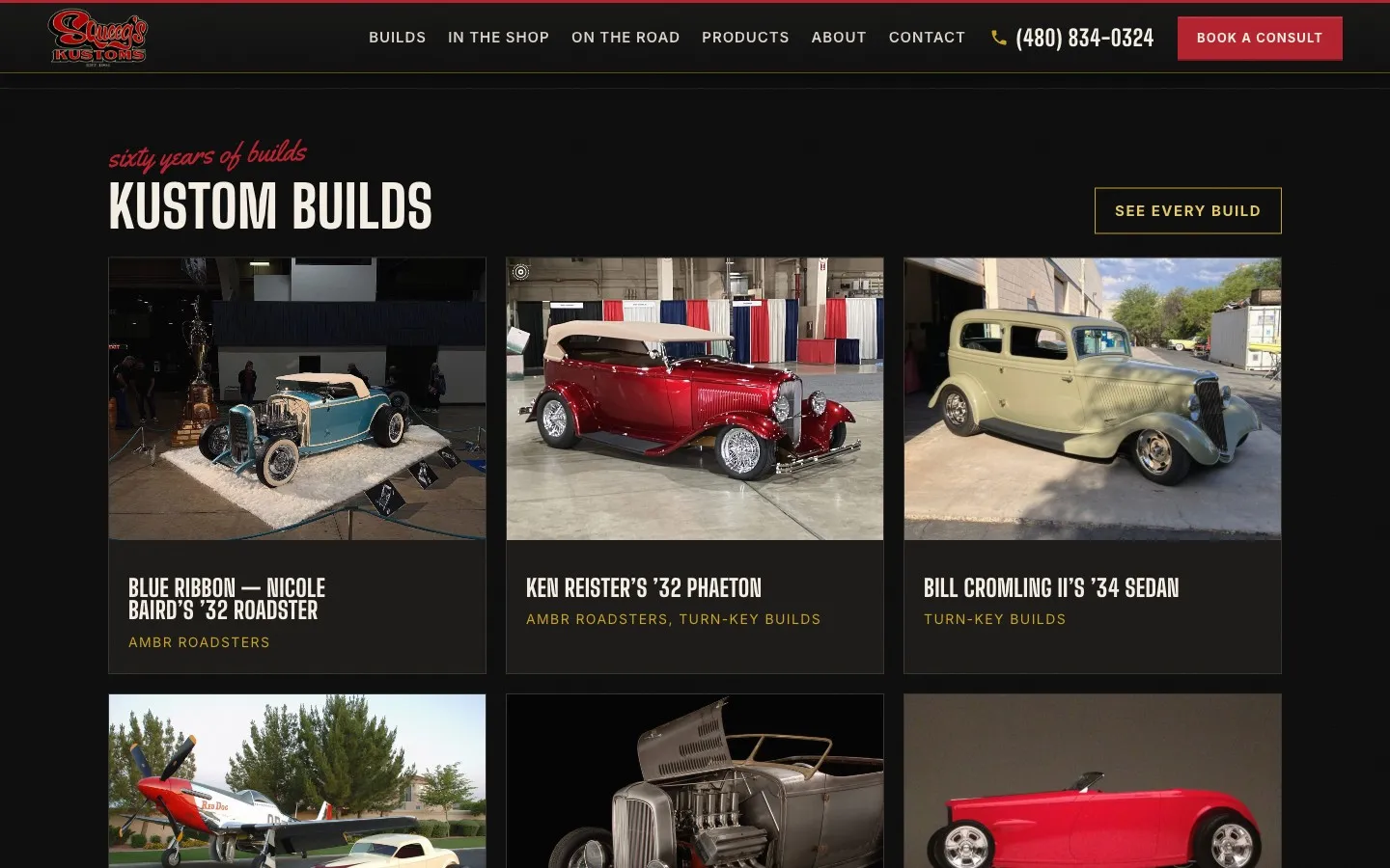 Kustom Builds gallery featuring Blue Ribbon, the 2026 America's Most Beautiful Roadster